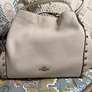 Coach Light Beige Leather Shoulder Bag